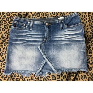 Mudd Jeans Vintage y2k Whisker Wash Low Rise Stretch‎ Denim Jean Mini Skirt, 11